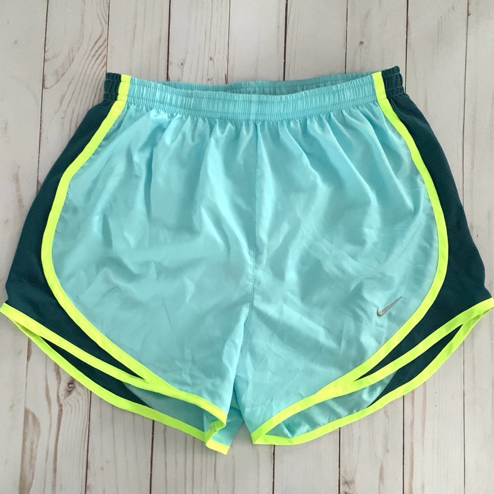 Teal and Neon Nike Tempo Shorts